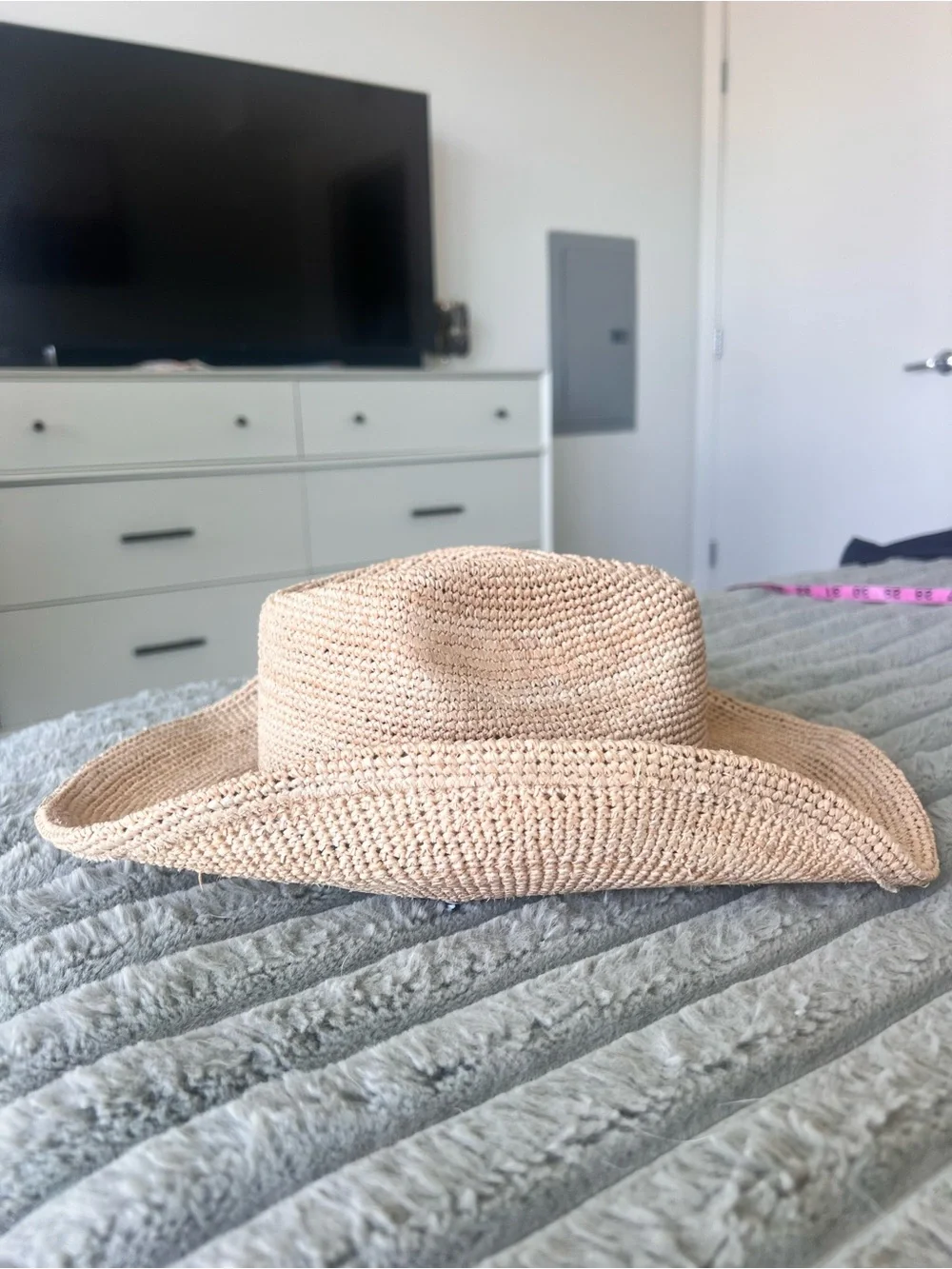 Aritzia Lasso Raffia Strap Cowboy Hat Sandy Beige/Admiral Size XS